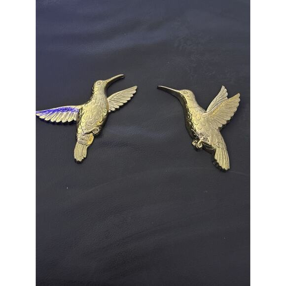 Set of 2 Homco Hummingbird Wall Hanging Vintage Home Interior Golden Plastic - Picture 1 of 1